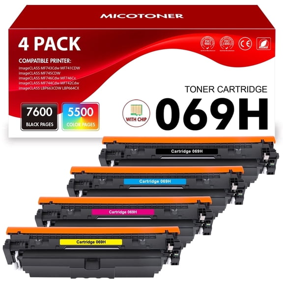 069H 069 Toner Cartridge Set Compatible for Canon 069H Toner Cartridge Set Canon imageCLASS MF753Cdw MF751Cdw LBP674Cdw LBP674Cx MF752Cdw(Black Cyan Magenta Yellow, 4-Pack)