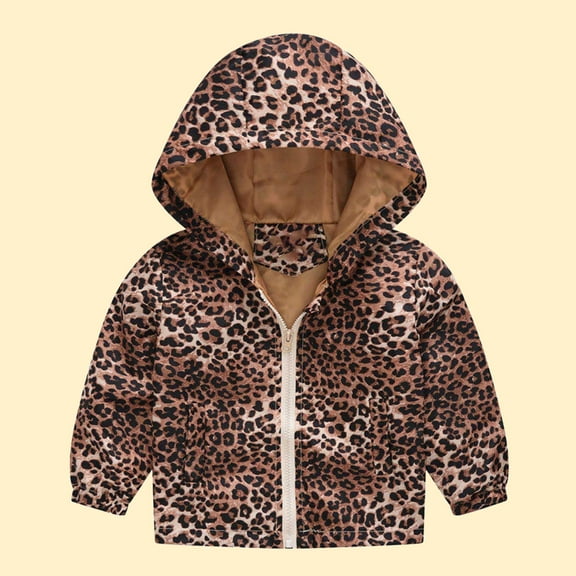 ATOGUTA Toddler Boys Winter Coat Cute Print Zip Jacket Hooded Trench Lightweight Kids Coats Windbreaker Casual Outerwear Brown, Size 2T-7