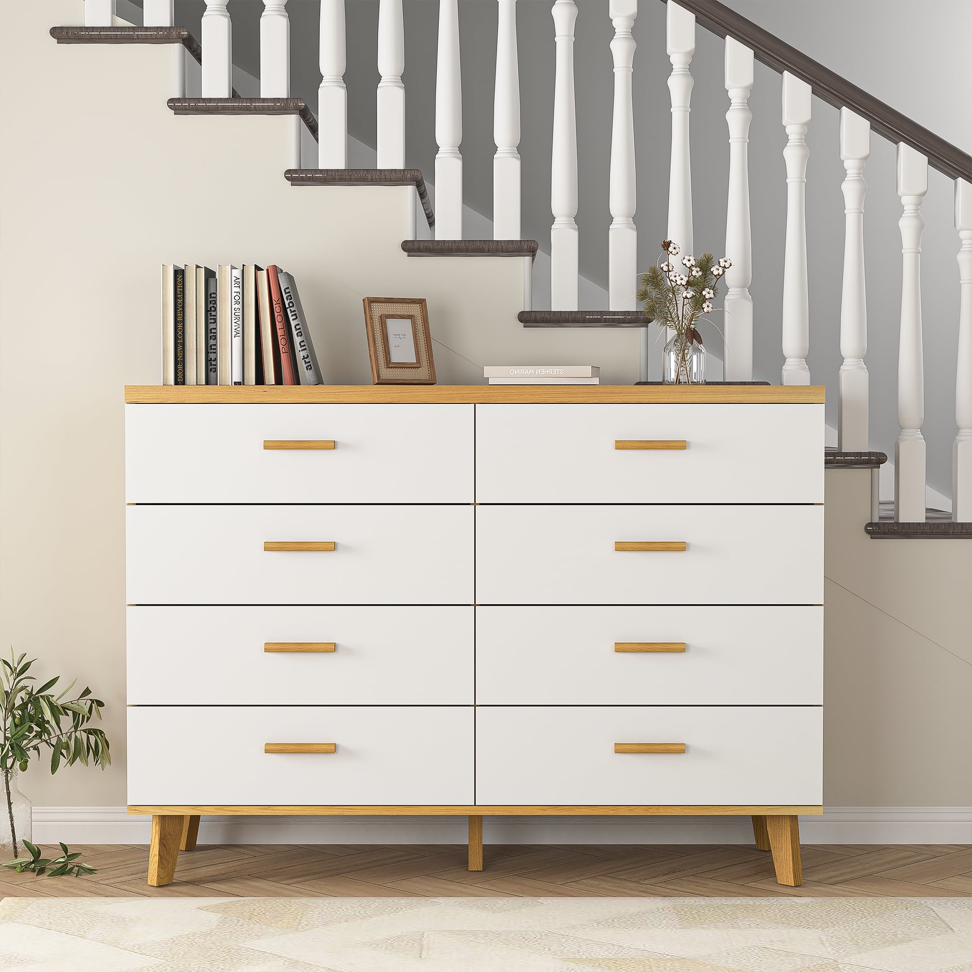 Kadyn Modern White 8-Drawer Dresser for Bedroom,Ample Storage Wide Chest of Drawers for Living Room Kadyn Modern White 8-Drawer Dresser for Bedroom,Ample Storage Wide Chest of Drawers for Living Room