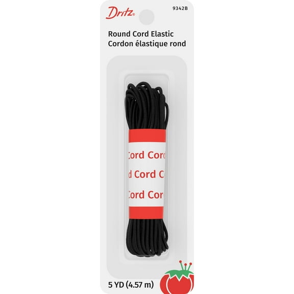 Dritz Sewing & Crafting Round Cord Elastic Black 5 Yards