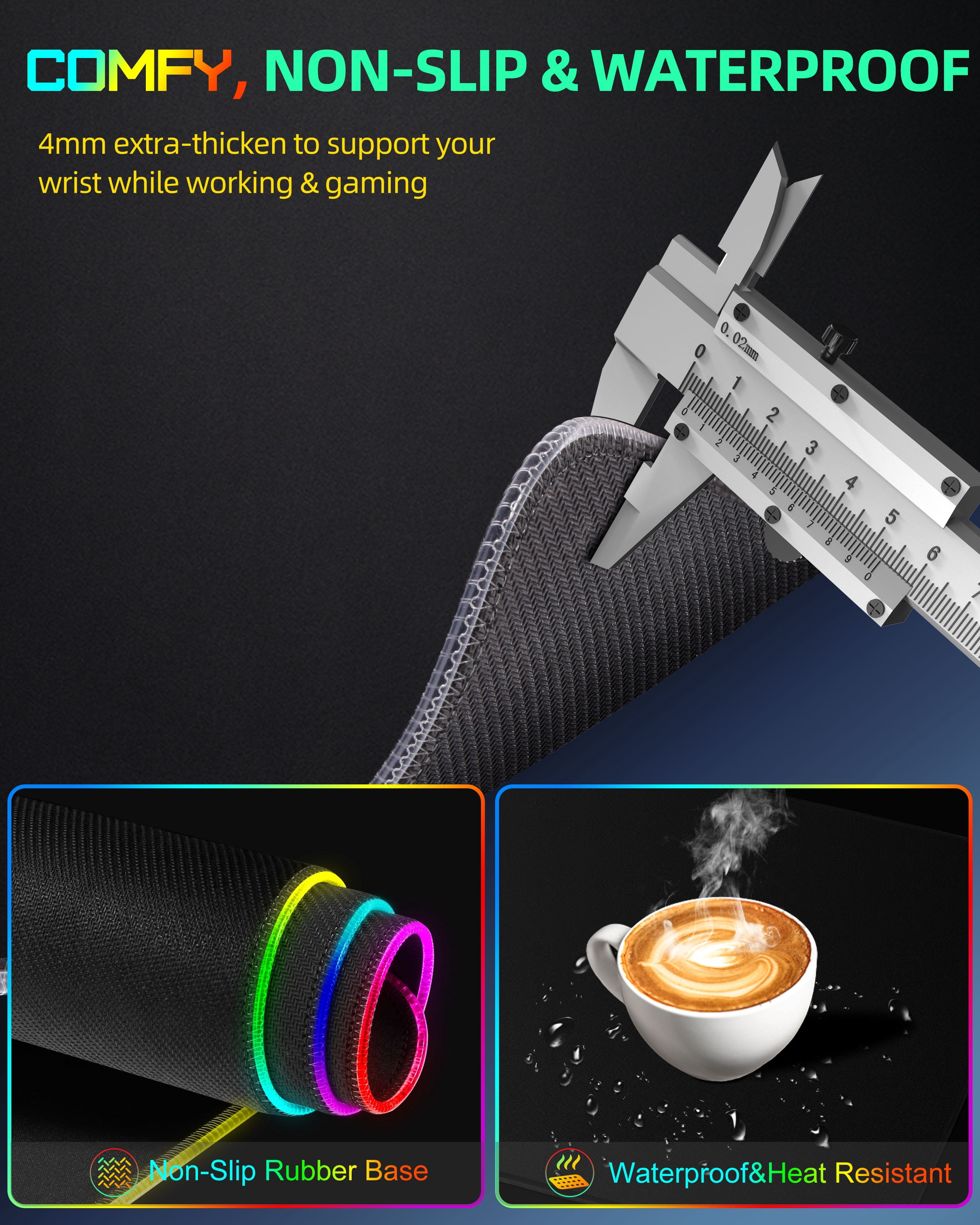 Extrelife RGB Gaming Mouse Pad with Magnetic Wireless Charger, 11 Lights Modes, LED Mouse Mat 15W Fast Charging for Home, Office, School