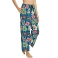 thumbnail image 2 of Uemuo Colorful Flowers Pattern Women's Wide Leg Palazzo Lounge Pants with Pockets Light Weight Loose Comfy Casual Pajama Pants-XX-Large, 2 of 9