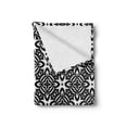 thumbnail image 2 of Black and White Soft Flannel Fleece Blanket, Abstract Checkered Pattern Design with Monochrome Floral Details Vintage, Cozy Plush for Indoor and Outdoor Use, 50" x 60", Black White, by Ambesonne, 2 of 6
