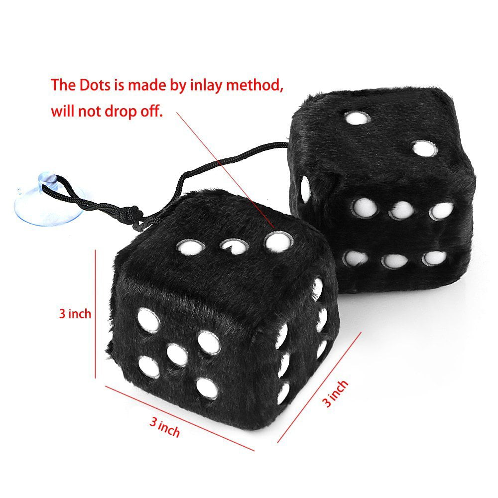 Details about   UK_ 2PCS FUZZY DICE DOTS REAR VIEW MIRROR HANGER DECORATION CAR STYLING ORNAMENT 
