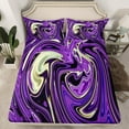 thumbnail image 2 of Purple Gradient Bed Sheets Set Black Beige Twin Size Sheet Sets Women, Blue Marble Sheets Psychedelic Galaxy Bed Set Dreaming Marbling Flat Sheet Soft 3 Piece, 2 of 5