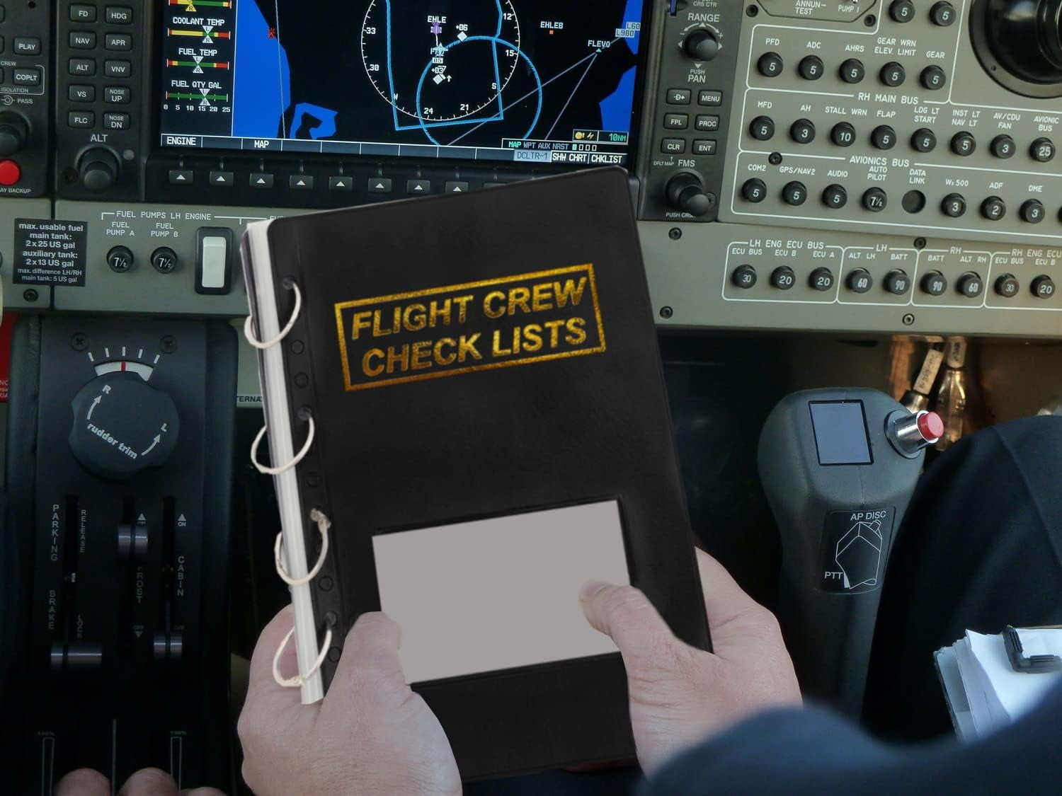 Flight Crew Checklist Binder (Maroon) with 5 Loose Leaf Rings - Includes 25 Sheet Protectors and Business Card Size Pocket ON Front Cover for Label, for 8" X 5" Paper