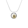 thumbnail image 2 of Delight Jewelry Goldtone Capital Letter - B - Pebble Disc - Silver-tone You Mean the World to Me Ring Necklace, 18", 2 of 4