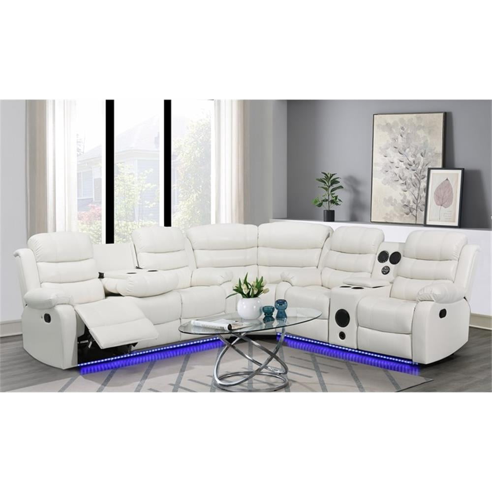 Donivi LED Power Reclining Sectional Sofa, Faux Leather, Living