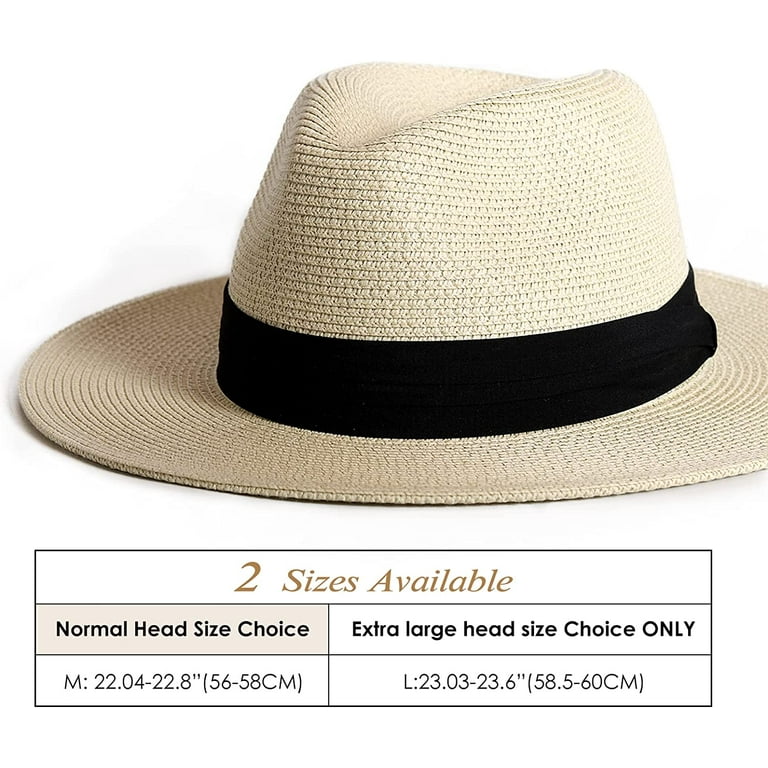 Panama Hat Sun Hats for Women Men Wide Brim Fedora Straw Beach Hat