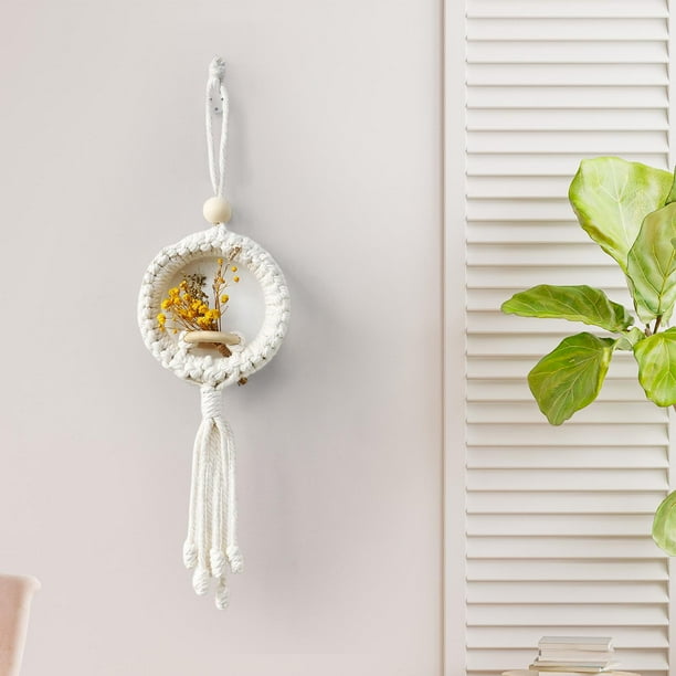 Decoración Colgante de Pared de Macramé Nórdico, Adorno Tejido Hecho a Mano, Arte de Pared de Macramé para Sala de Estar, Dormitorio, Guardería, Fiest Soledad Colgante de pared de macramé