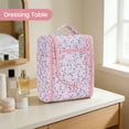 thumbnail image 6 of WANDF Floral Hanging Toiletry Bag for Women, Multi-Compartment Cosmetic Bag with Hook, Portable Dopp Kit Organizer, Makeup Bag for Travel,Business Trip,Bathroom(Pink Flower), 6 of 10