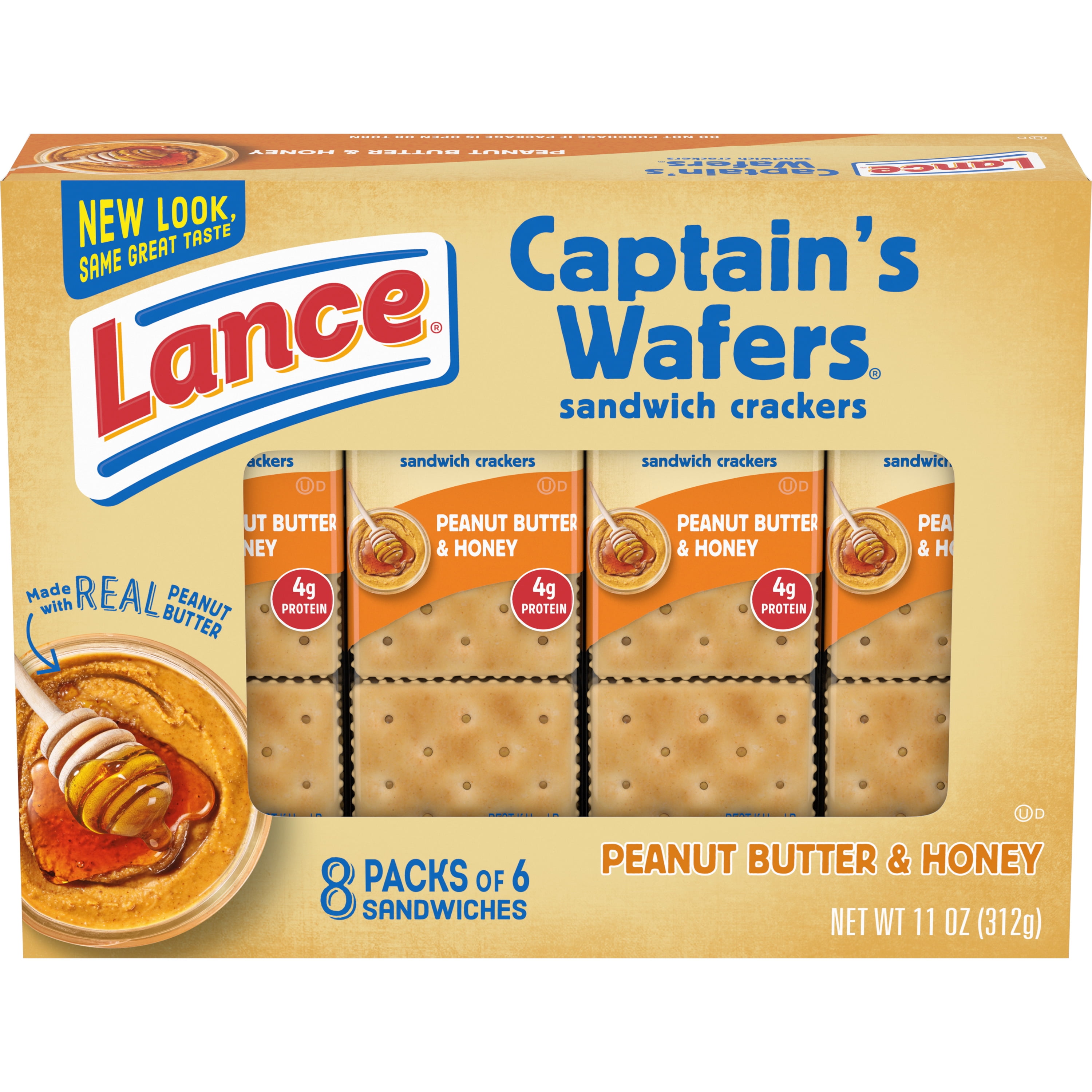 Lance Captain's Wafers Peanut Butter & Honey Sandwich Crackers, 8 Ct Box