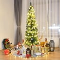 Costway 6Ft PVC Artificial Pencil Christmas Tree Slim Stand Green