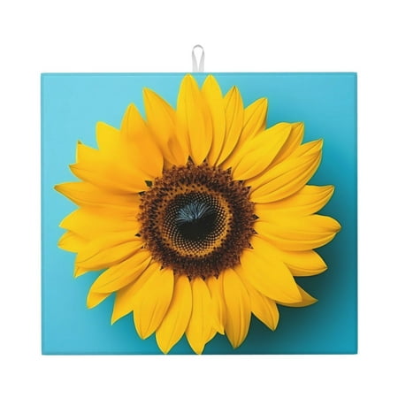 

Goofa Dish Drying Mat Super Absorbent Drying Mat Large Dish Drying Mats for Kitchen Counter Easy Clean Dish Mat Kitchen Drying Mat 16 x 18 ( Golden Sunflower in Blue )