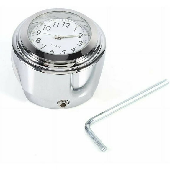 Motorcycle Watch, Motorcycle Watch, Motorcycle Handlebar Clock, Universal 7/8" 1" Motorcycle Handlebar Watch Accurate Watch Stopwatch Replacement, Aluminum Alloy White Dial