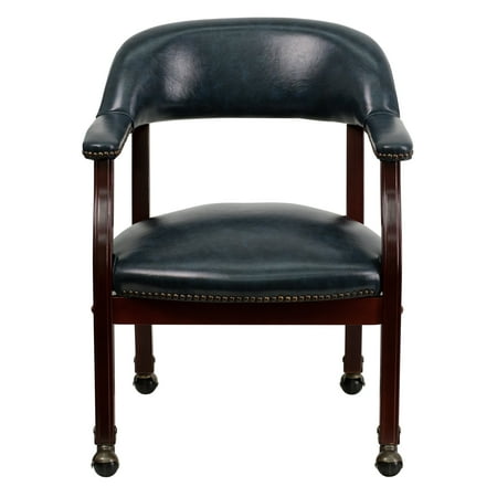 Flash Furniture - Sarah  Traditional Vinyl Side Chair - Upholstered - Navy Vinyl