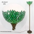 thumbnail image 6 of Tiffany Floor Lamp Torchiere Uplight 66" Tall Industrial Bronze Pole Vintage Boho Green Stained Glass Wisteria Retro Standing Corner Bright Torch Light Living Room Kids Bedroom Farmhouse WERFACTORY, 6 of 9