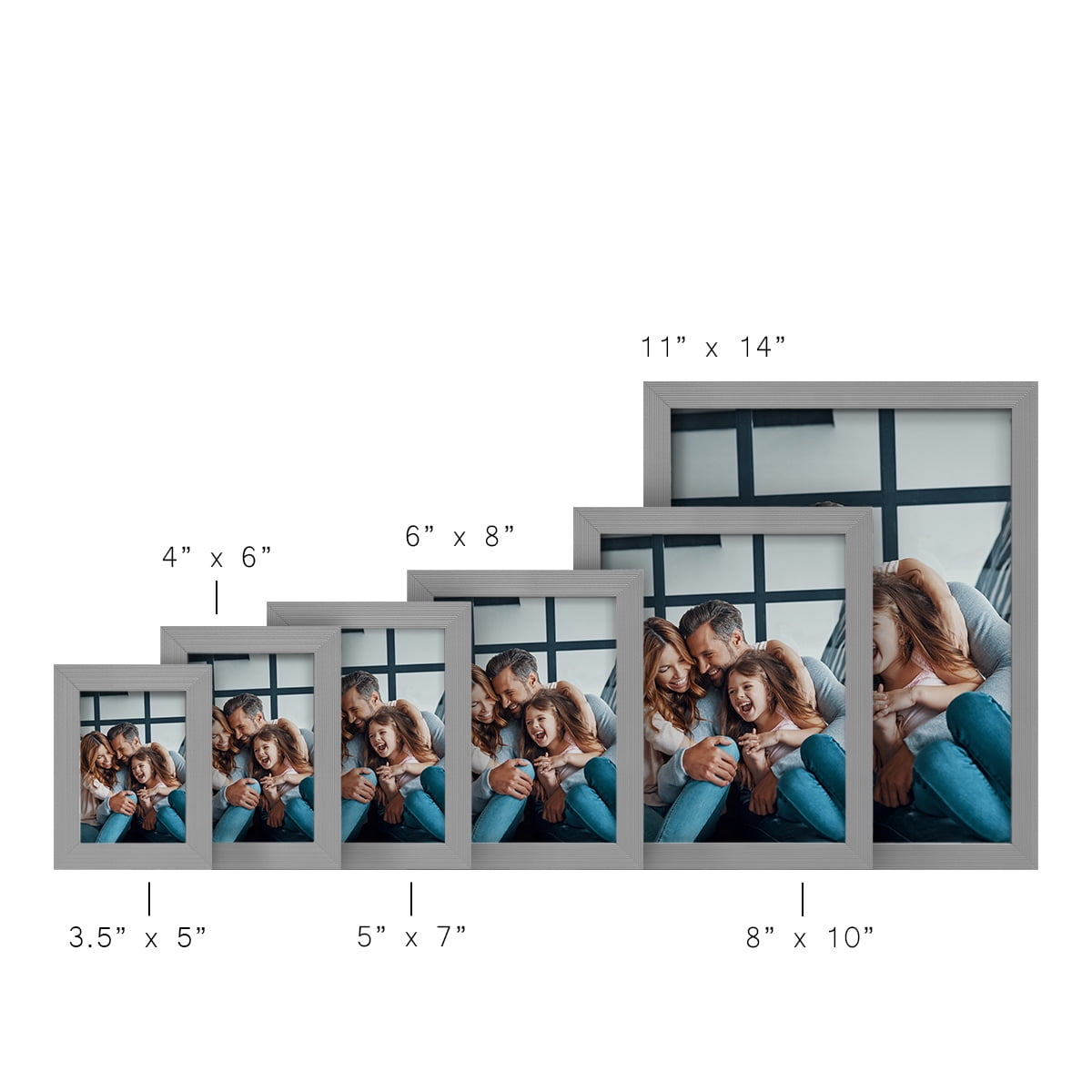 Grooved 4 in. x 6 in. Grey Picture Frame Set (Set of 4)