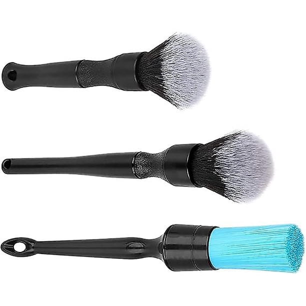 Car Detailing Brush Kit, 3 Pack Natural Boars Car Detailing Brush Set For Interior Exterior Dashboard Cleaning Air Vent Bay Emblems Seat Wheels, Engin