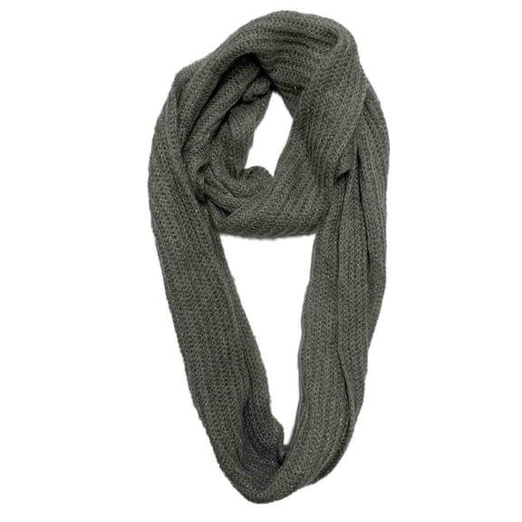 Womens Gray Sparkle Knit Infinity Eternity Loop Circle Scarf