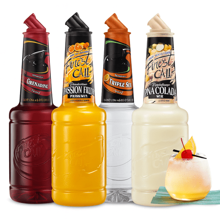 Finest Call Premium Drink Mix Variety Pack 1 Liter Bottles – Grenadine Syrup Passion Fruit Puree Triple Sec Syrup & Piña Colada Mix – Cocktail Essentials for Home or Professional Bar