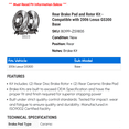 thumbnail image 2 of Rear Brake Pad and Rotor Kit - Compatible with 2006 GS300 Base, 2 of 2