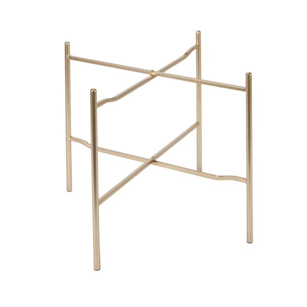 24.02" Gold Colored Folding Short Height Butler Round Large Tray Table