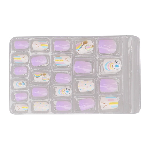24Pcs Kids Self Adhesive Fake Nails Safe Gentle Interesting Stylish DIY Kids Full Cover Press On Nails 0040-CM42
