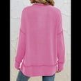 thumbnail image 4 of Sudaderas Holgadas de Larga para Mujer, de Canalé, con Abertura Lateral y Dobladillo Alto y Bajo, para Otoño Rosa Roja L, 4 of 7