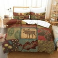 thumbnail image 1 of LAICAIW Rustic Lodge Quilt Set 3-Piece, Country Cabin Lightweight Reversible Moose Bear Bedspread, Brown, 1 of 7
