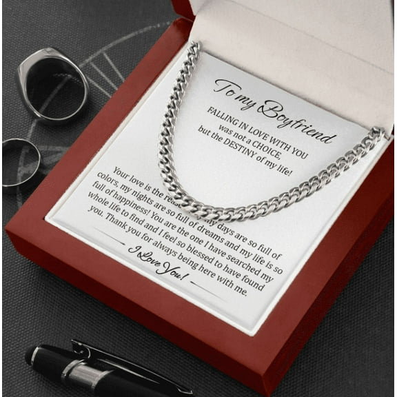 Gift for Boyfriend, Cuban Chain Necklace for Boyfriend from Girlfriend, Meaningful Anniversary Gift for Boyfriend