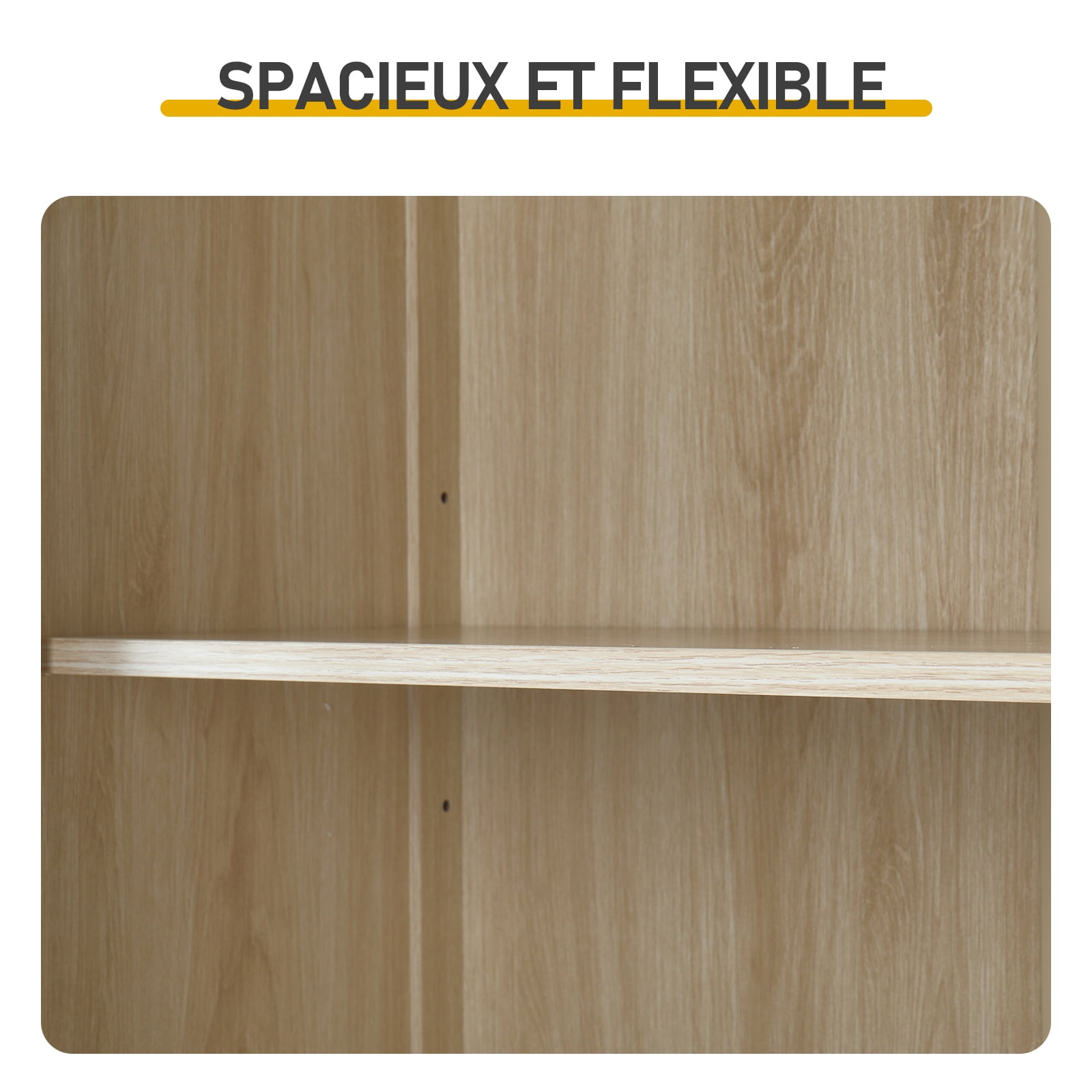 4 Cabinet Doors 2 Drawers 1 Storage Compartment Sideboard, MDF Melamine-Coated Storage Cabinet 23.62*11.81*66.93in White Matte Finish Door Panel + Light Oak-Colored Cabinet