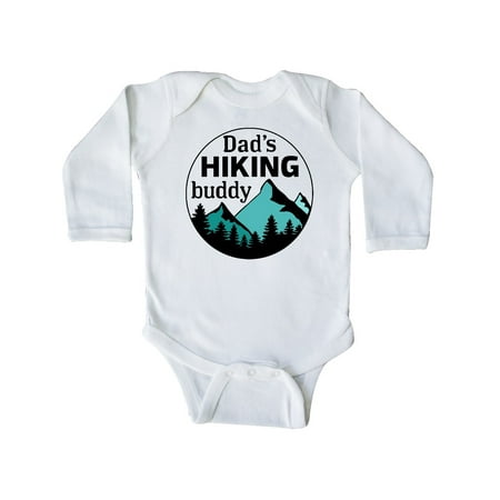 

Inktastic Dad s Hiking Buddy with Mountains and Trees Gift Baby Boy or Baby Girl Long Sleeve Bodysuit