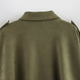 thumbnail image 4 of GEWSEY Faux Suede Jacket Women Oversized Long Sleeve Zip Up Epaulet Bomber Leather Jackets Oversized Casual Coat (Army Green, XS), 4 of 8