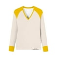 thumbnail image 3 of FAIWAD Womens Long Sleeve Tops Casual V Neck Color Block Tunic Tops Classic Going Out Blouses, 3 of 7