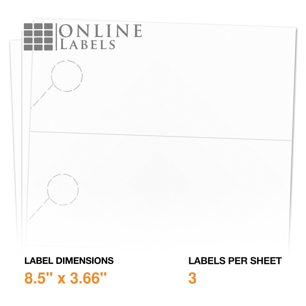 Online Labels - Door Hangers - 8.5" x 3.66" - Cardstock - Pack of 300, 100 Sheets - Inkjet/Laser Printer