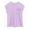 thumbnail image 5 of REDARER Girls Short Sleeve Hooded Top With Pocket Comfortable Casual Tee For Summer Home School Beach Activities,Color:Light Purple,Size:7-8 Years, 5 of 5