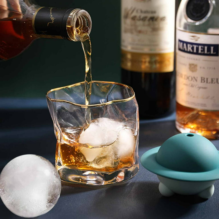 SDJMa Ice Ball Maker, Whiskey Ice Mold, Easy-Release & Flexible Silicone  Ice Cube Tray,Sphere Ice Mold for Whiskey and Cocktails 