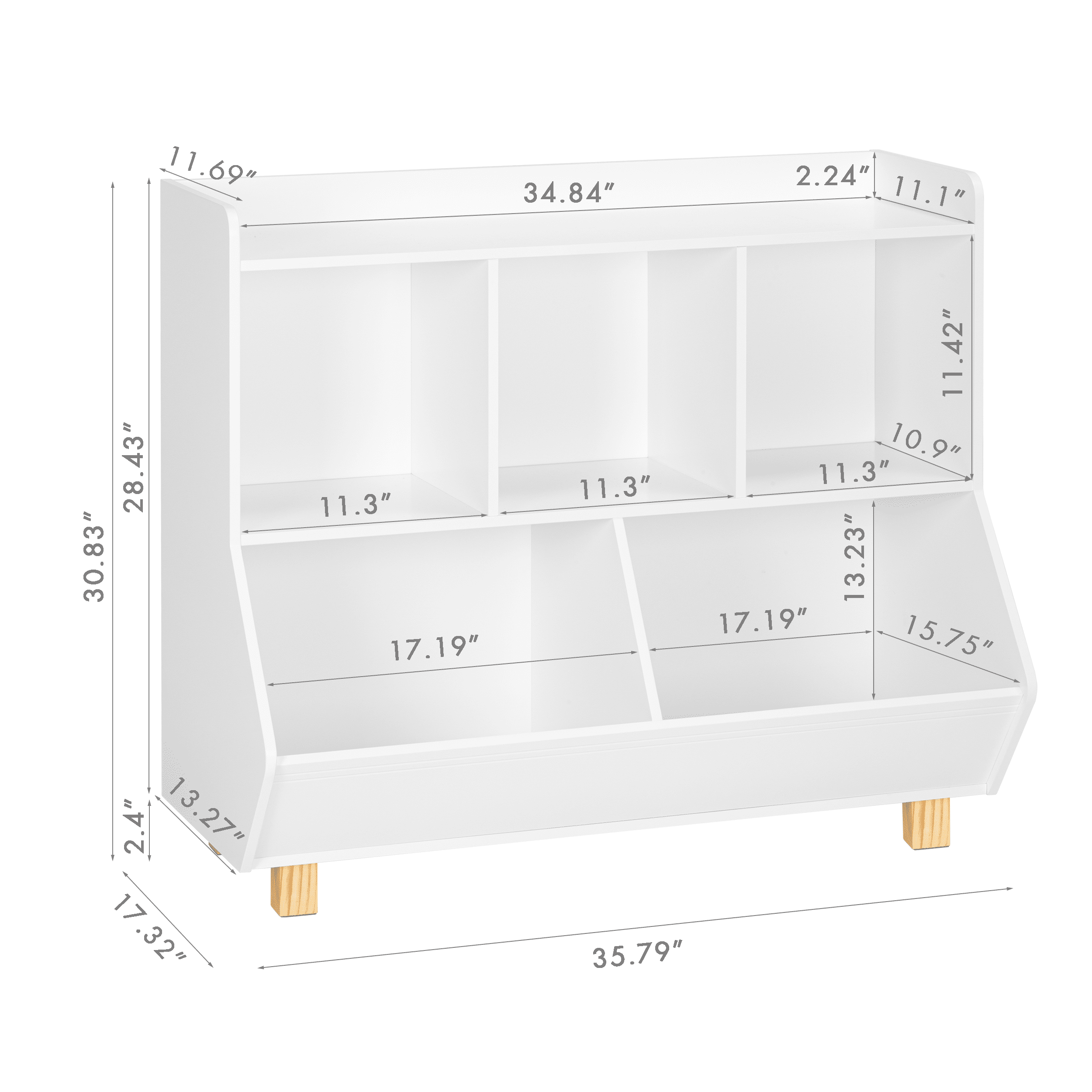 STAROUS 5-Cube Kids Bookshelf and Toy Organizer with Legs, White