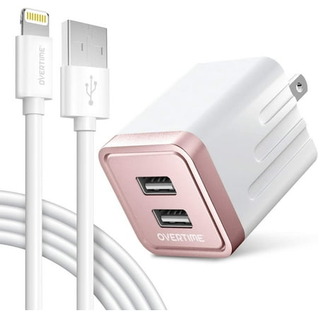 UPC 802029076857 product image for Overtime 2.4Amp Dual USB Wall Charger Adapter Rose Gold with MFi Certified Light | upcitemdb.com
