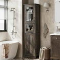 thumbnail image 5 of 67" Tall Slim Storage Cabinet w/ Glass Doors & Adjustable Shelves+Drawer, MDF Freestanding for Bathroom/Kitchen/Small Spaces, 5 of 9
