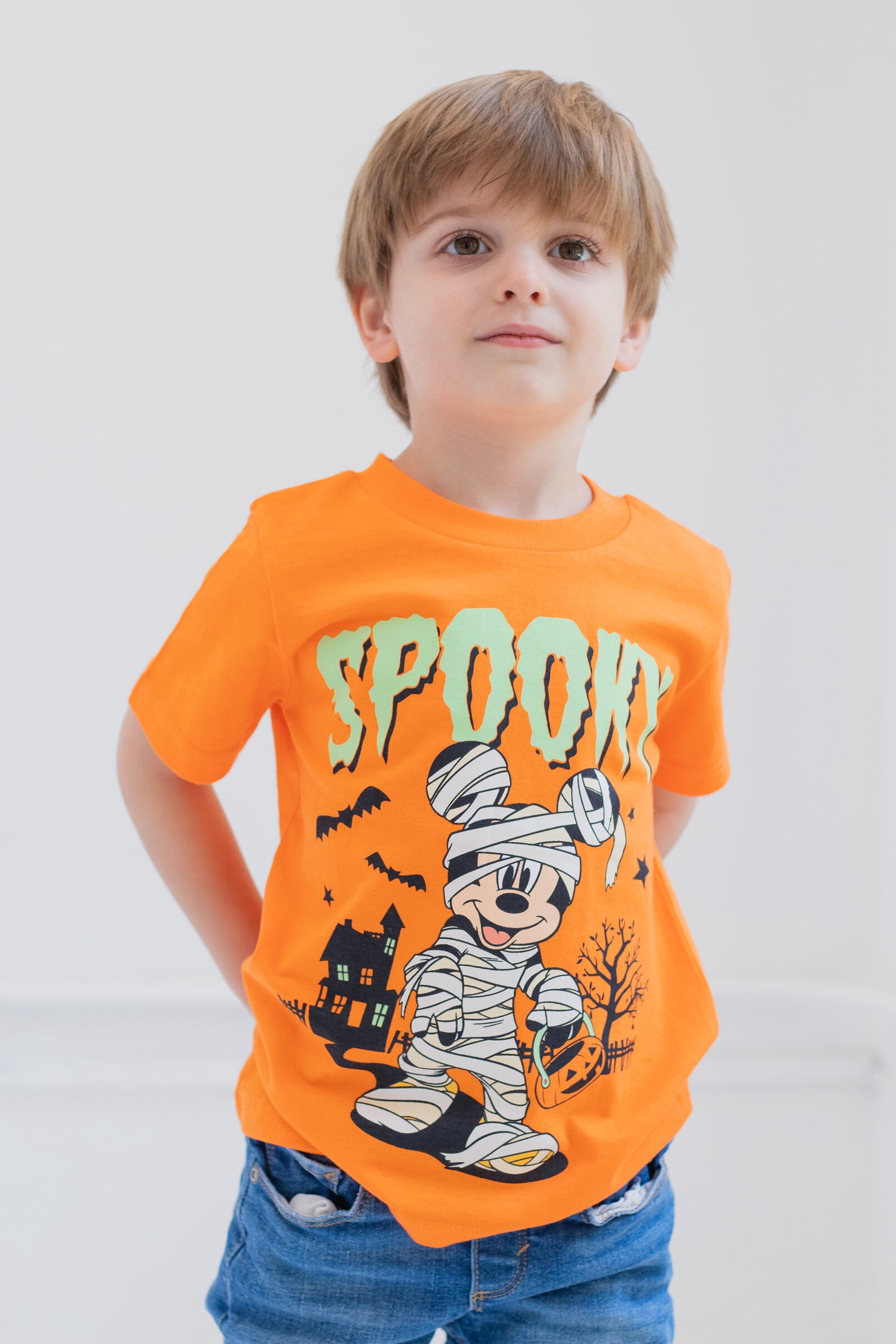 Disney Mickey Mouse Toddler Boys' Short Sleeve Graphic T-Shirt Mummy Orange
