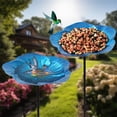 thumbnail image 3 of Attract Wild Nature Your Courtyard with Floral Bird Feeder, Vintage Iron Waterer | Ground Mounted Ornament (25.6x9.4 Inch Iron) for Outdoor Garden Wildlife Observation, 3 of 5