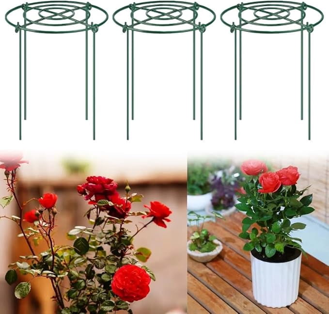 Peony Cages Set,Peony Cages and Supports 3 Pack, 12x16 Inch Heavy Duty Plant Support Cage Set for Peonies, Roses & Tomatoes – Garden Stakes & Plant Cages for Outdoor Plants
