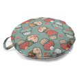 thumbnail image 1 of Food Round Floor Cushion with Handle, Cartoon Delicious Desert Pattern Along Hand Drawn Cupcakes Images Red Cherries, Decorative Pillow for Living Room & Dorms, 18" Round, Multicolor, by Ambesonne, 1 of 4
