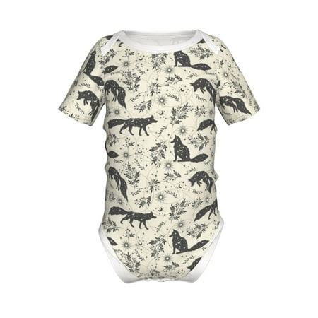 

Coaee Vintage Moon Fox for Soft Baby Short-Sleeve Bodysuit Baby Climbing Clothes Baby Girls Boys Bodysuit Romper-18 Months