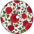 thumbnail image 1 of RYLABLUE Flower PatternRed Roses Xmas Christmas Tree Skirt Stand Mat for Holiday Party Decoration Indoor Outdoor 48 inches, 1 of 3