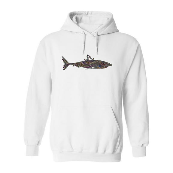 Shark In Patterns Hoodie Men -Image by Shutterstock, Male Medium