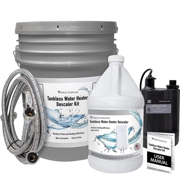 Allied Science Tankless Water Heater Flush Kit with Gallon Liquid Descaling Solution and 1/6HP Extra Strength Pump