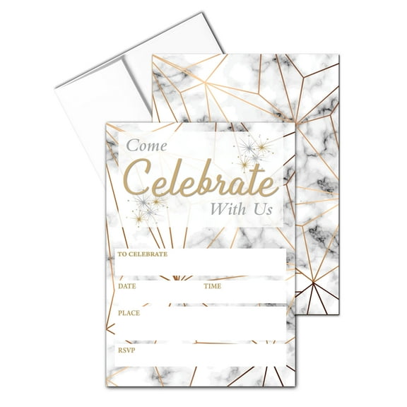Stonehouse Collection Marble Party Invitations With Envelopes - 25 Count - B1522